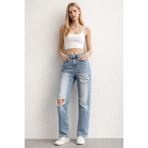 Vervet High Rise Straight Medium Wash Distressed Jeans Women’s Size 27